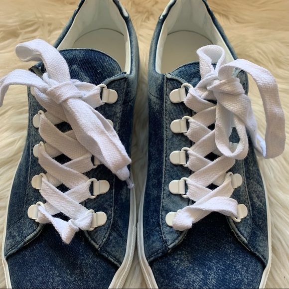 New! Rare Limited Edition KOIO Logo Acid Wash Infinity Denim Sneakers - Picture 6 of 13